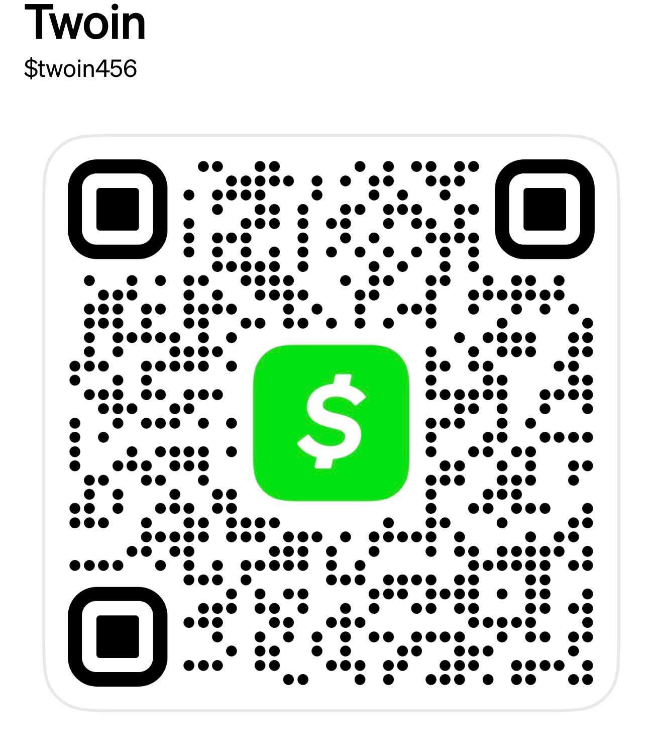 Cash App QR code for $twoin456